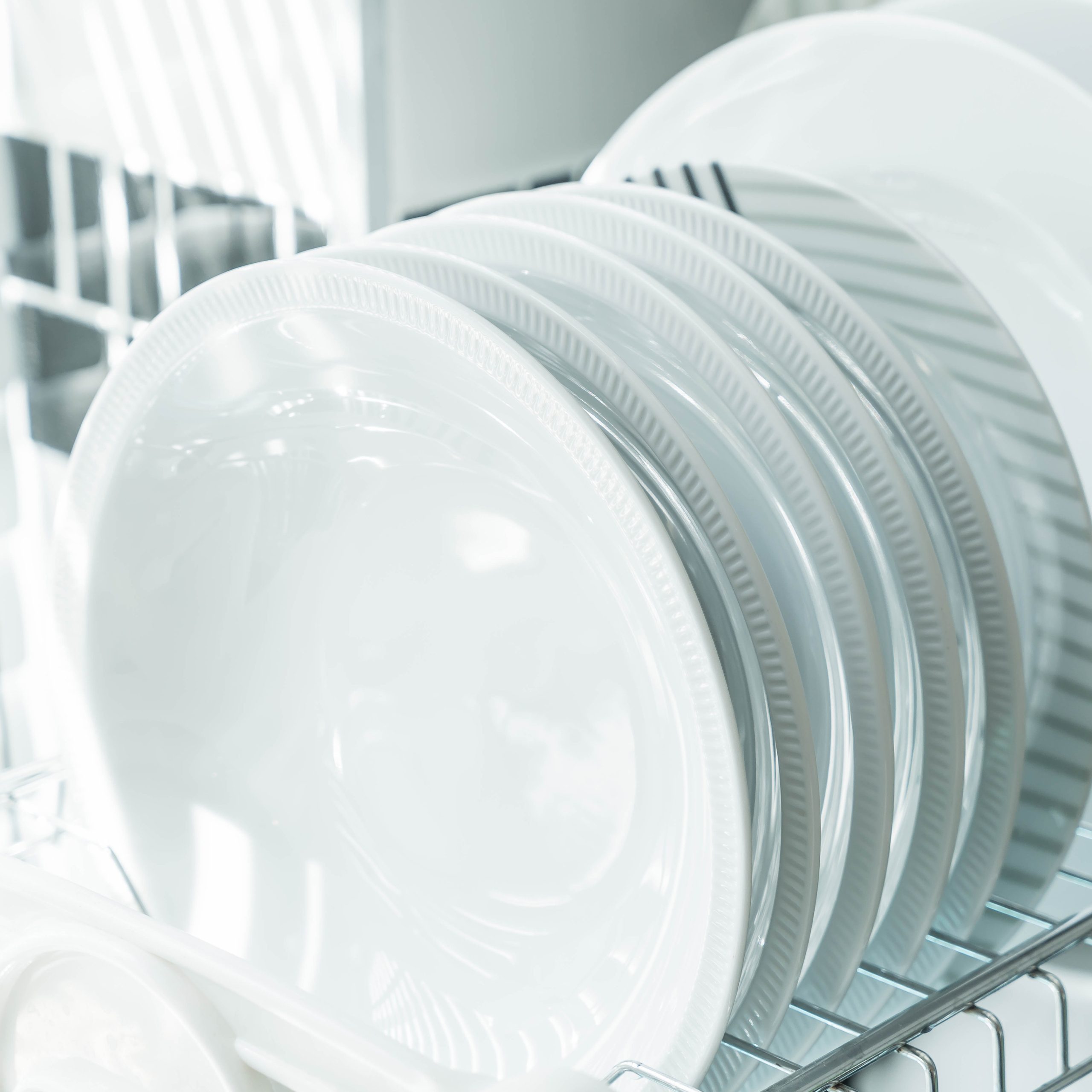 white clean dish on a dish rack